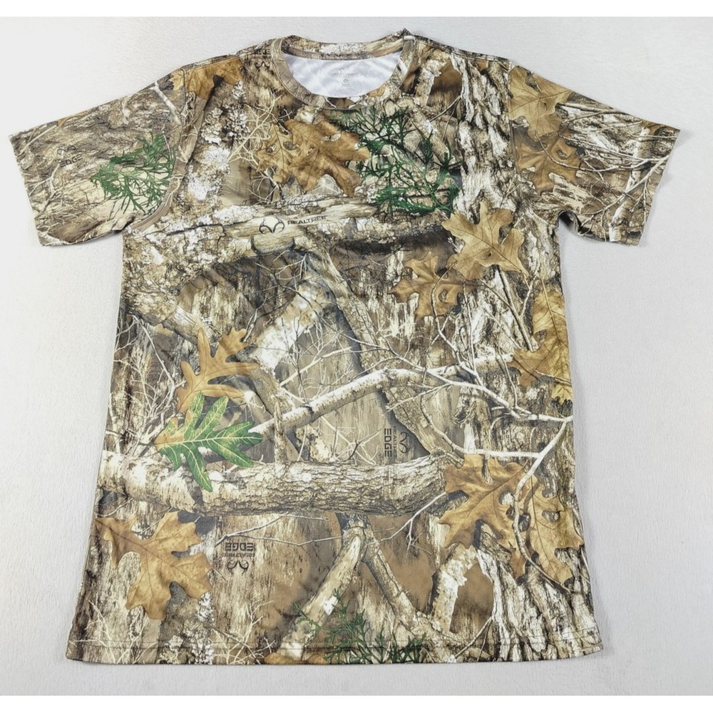 Realtree Shirt Mens Large Brown Camo Hunting Tee Tagless Polyester Outdoor